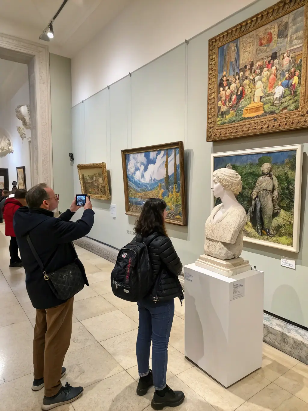 A photograph of a well-attended exhibition of Monticelli's work, showcasing the public's engagement with his art.