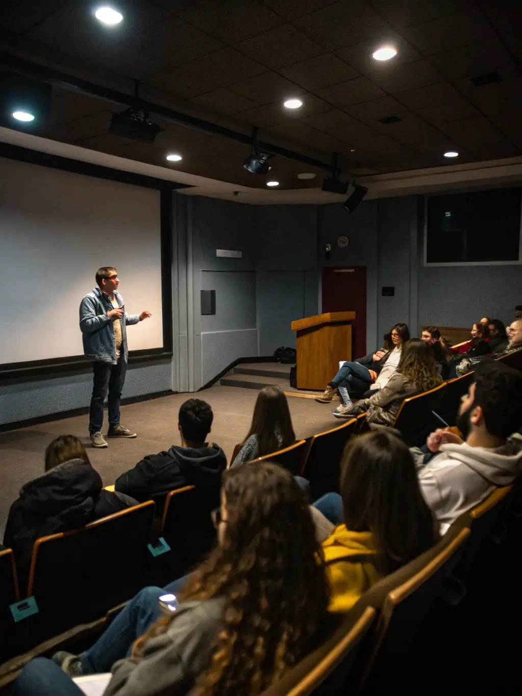 A photograph of a lecture or educational event about Monticelli's life and work.